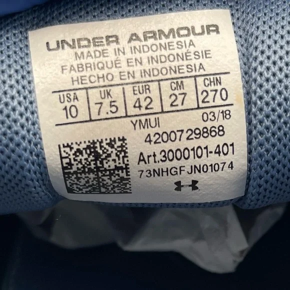 UNDER ARMOUR Micro G Pursuit Women Sz 10 Blue Athletic Shoes 3000101-401 - Picture 7 of 8